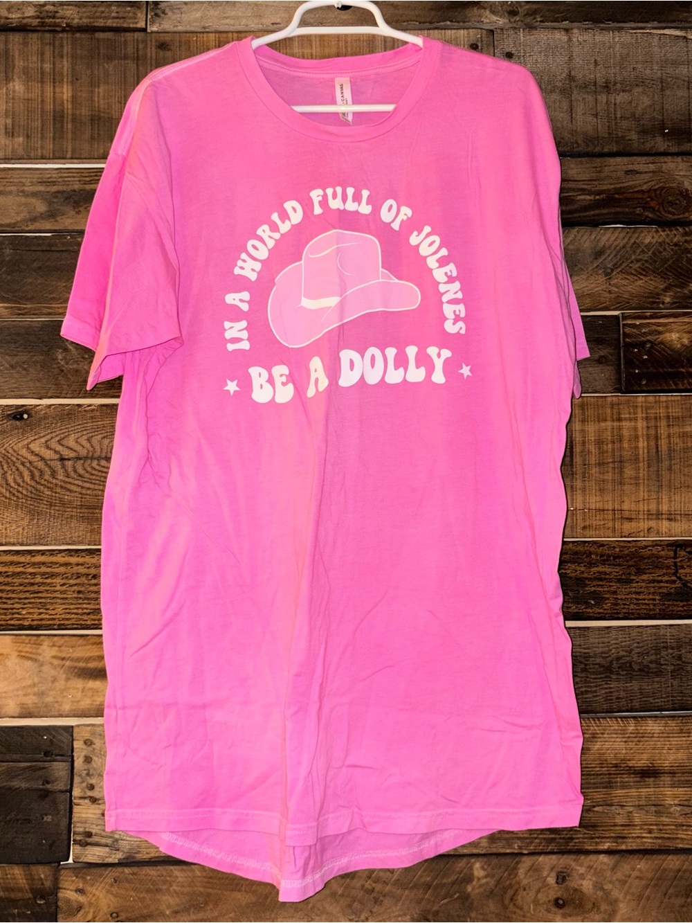 Bella Canvas Pink 'Be A Dolly' Graphic Tshirt Dress